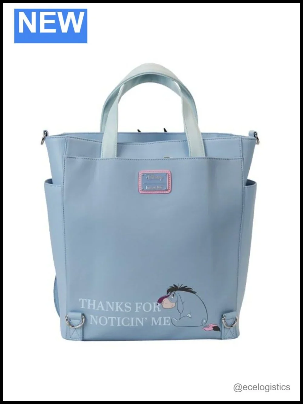 Disney Winnie The Pooh Eeyore Convertible Tote Crossbody Bag Faux Leather